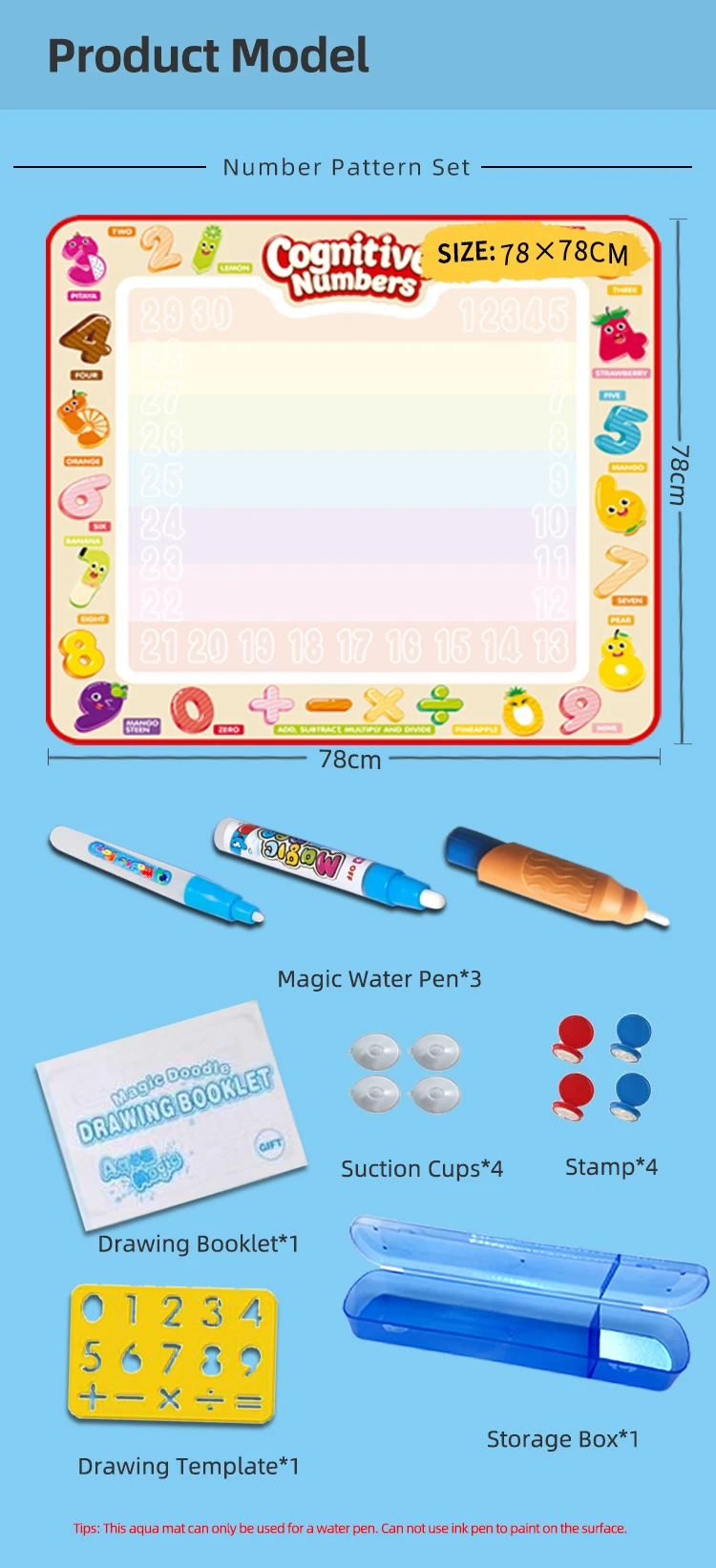 GOOBAT Aqua Magic Doodle, коврик для рисования, коврик для рисования, развивающие игрушки для детей, для малышей, мальчиков и девочек 2, 3, 4, 5, 6, 7, 8 лет