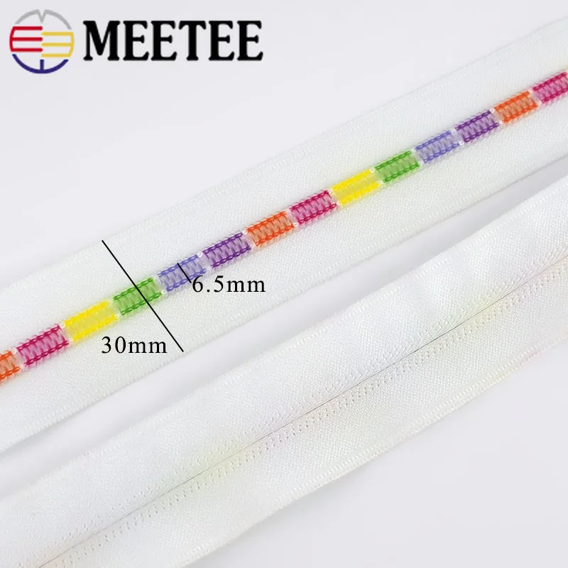 Meetee 2/5/10 метров 5 # разъемная застежка молния белый Цветной зубов катушки