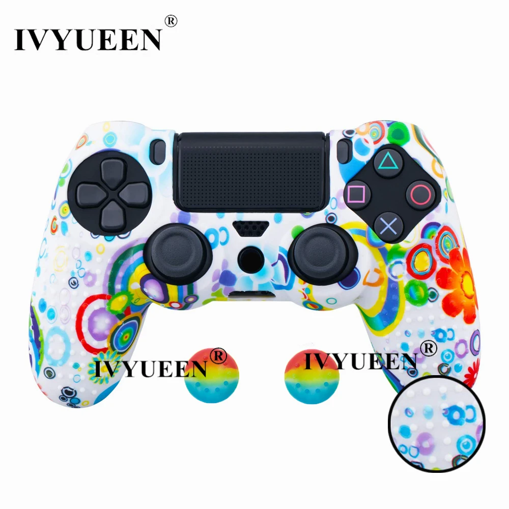 IVYUEEN 25 Colors For PlayStation 4 PS4 Pro Slim Controller Silicone Protective Skin Case Cover Thumb Grip Caps for Dualshock 4