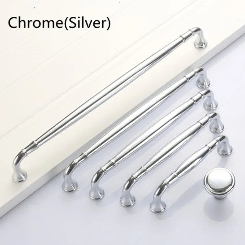 

128 160 192 256mm modern fashion chrome silver stain nickel wardrobe kitchen cabinet door handle black drawer cupboard knob pull