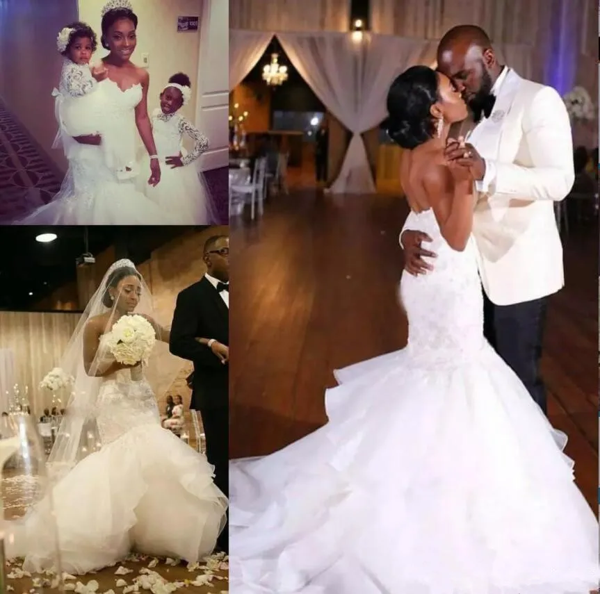 Дизайнерские свадебные платья милой русалки с африканскими бусинами и блестками