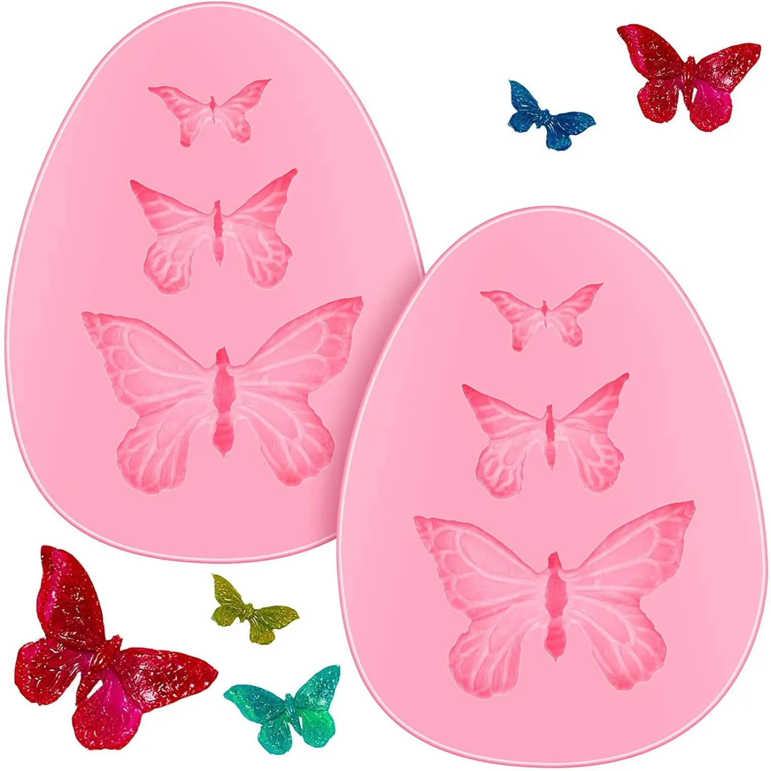 

2 Pcs Butterfly Silicone Molds Mini Fondant Cake Baking Mould Cupcake Decoration DIY Tool