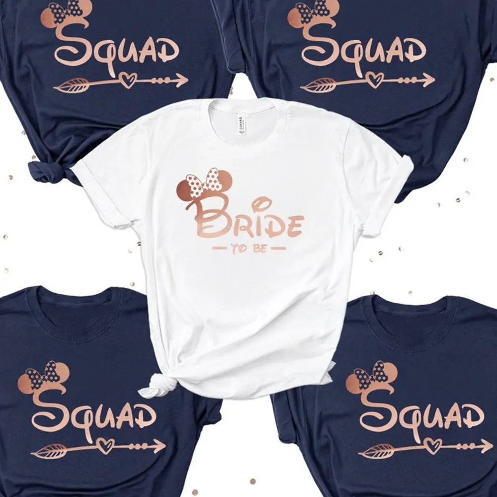

OKOUFEN Bachelorette Party Bride Squad T-shirt Bridal Wedding Women Team Top Tee Graphic Letter Print Female Tops youth clothing