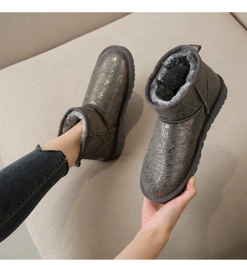 Женская обувь зимние ботинки женские короткие взрывные трещины толстые