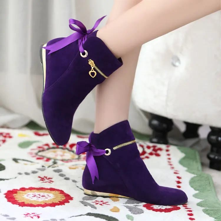 

Women's Round Toe Flat Solid Ankle Boots Suede Gladiator Punk Shoes Sz