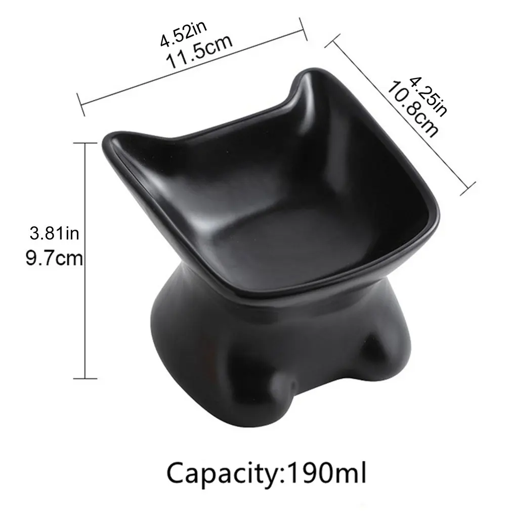 

Ceramic Cartoon Oblique Mouth Cat Bowl With High Feet To Protect Cervical Spine Creative Pet Bowl For Cats And Dogs