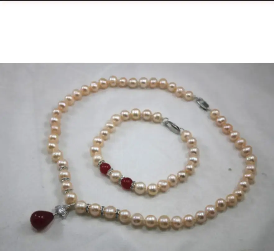 

Новый дизайн, ожерелье и браслет с подвеской из розового жемчуга, комплект ювелирных изделий