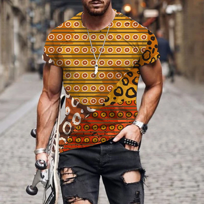 

2022 New Leopard Print Clothing Summer Fashion Men's T-shirt 3D Harajuku Tops T-shirt Men's O-Neck Shirt Large Size Streetwear