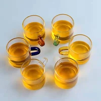 100ml heat resistant glass small teacup color handle tea cup kung fu tea set thick heat resistant glass teacup tea bowl