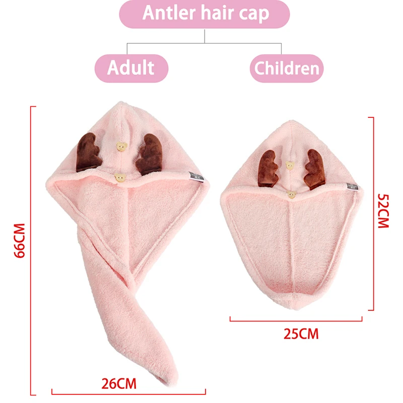 

dry Hair Towel Cute Women And Child Hair Drying Hat Microfiber Solid Towel