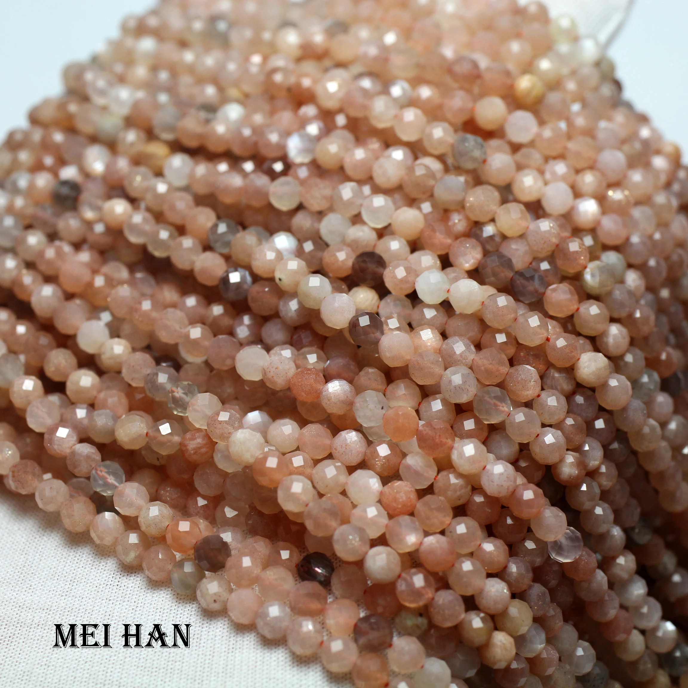 Meihan натуральный(3 шт./набор) 4,3 мм разноцветный лунный камень, граненые круглые бусины ручной шлифовки, камень для изготовления ювелирных изделий