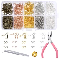 1128 pieces earring making supplies kit with earring hooks jump rings pliers tweezers jump ring opener for earrings making a