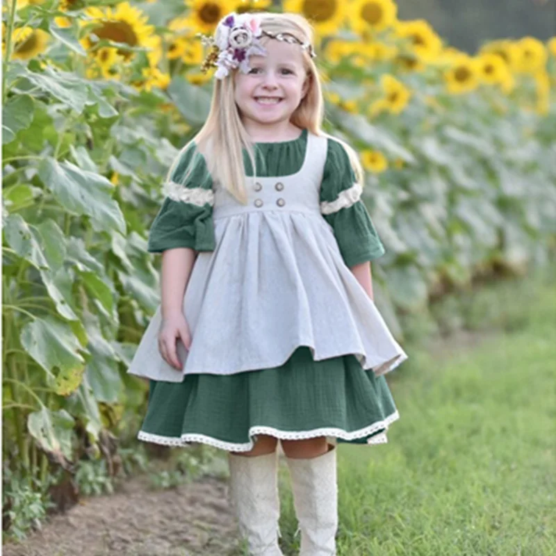 Bunvel/Детские платья для маленьких девочек Винтажное кружевное платье с