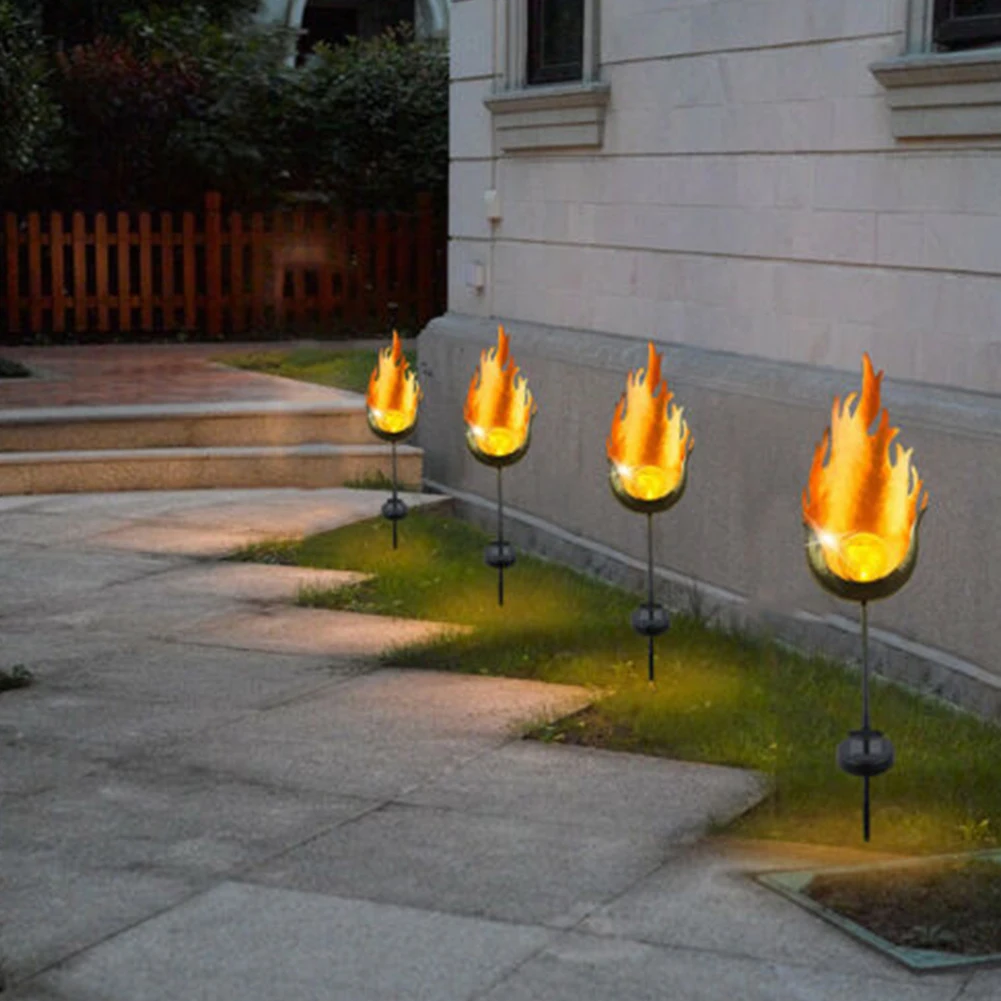 

Декоративные лампы на колышке с мерцающим пламенем, водонепроницаемый светодиодный точесветильник светильник на солнечной батарее для ла...