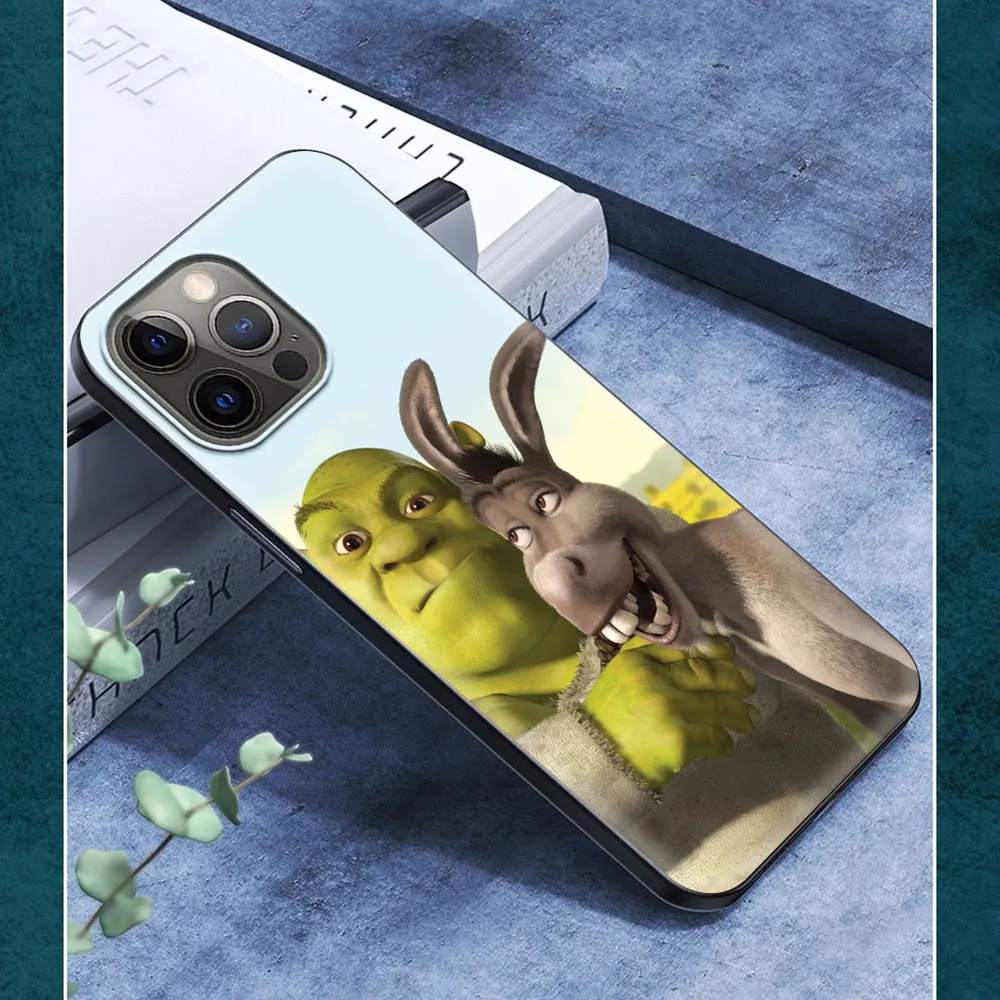 

Phone Case For iPhone 11 12 Pro XS Max 8 7 Plus X XR Silicon Soft TPU Black Shell Back Cover Coque Shrek Coon Cute Cartoon Moive