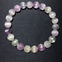 natural purple kunzite quartz clear round beads bracelet 9 1mm cat eye women men colorful kunzite powerful energy aaaaaa
