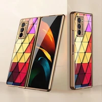 full protection case for samsung galaxy fold 1 case luxury plating frame hard glass cover for galaxy z fold 2 shockproof