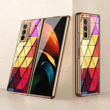 Full Protection Case For Samsung Galaxy Fold 1 Case Luxury Plating Frame Hard Glass Cover for Galaxy Z Fold 2 Shockproof
