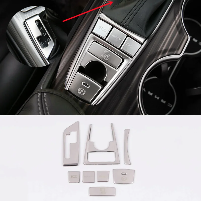 

For Toyota Camry 2018 2019 Car gear shift knob frame panel Decoration Word posted Cover Trim Stainless Steel Accessories 8pcs