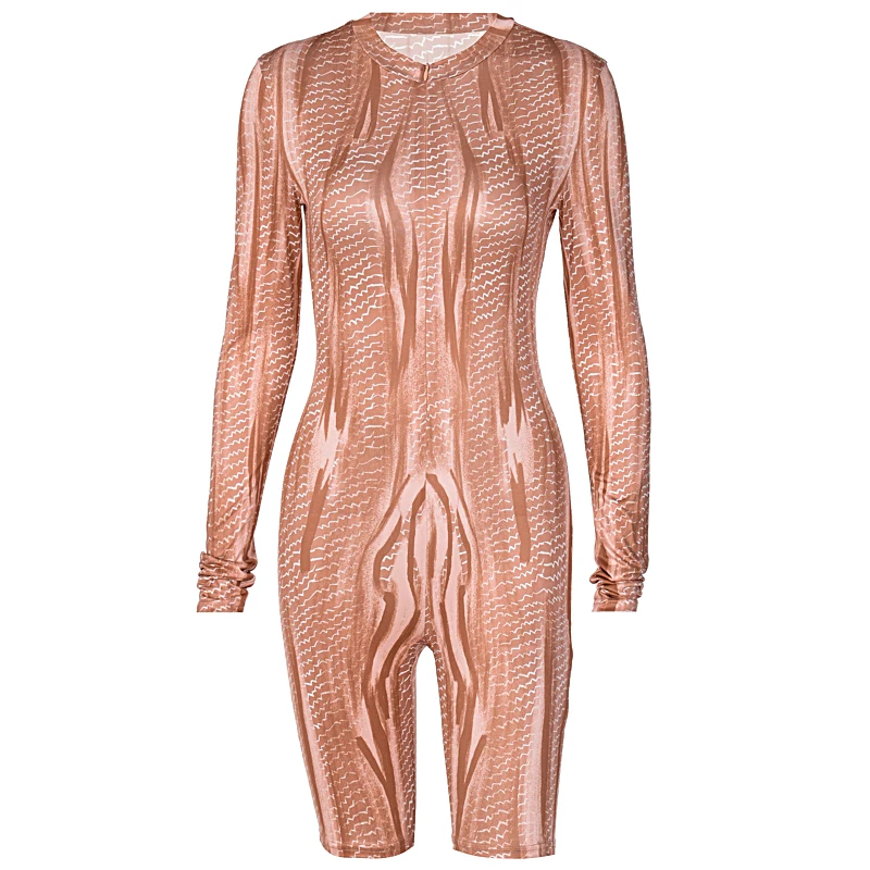 

Dulzura stripe tie dye women long sleeve playsuit patchwork zipper bodycon sexy streetwear 2020 autumn winter club combishort