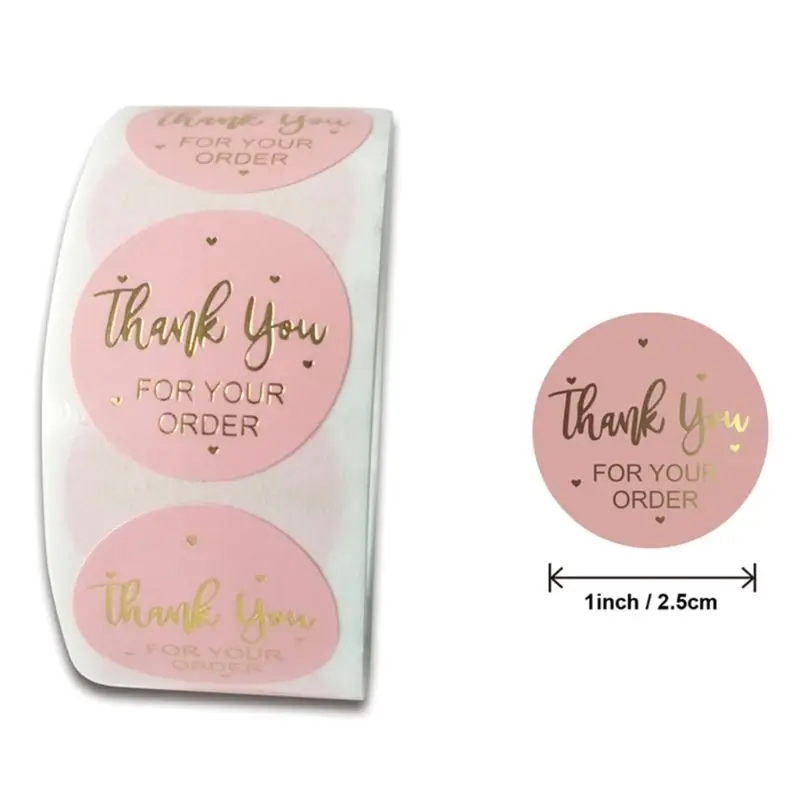 

500pcs Thank You for Your Order Stickers with Gold Foil Round Seal Label Handmae