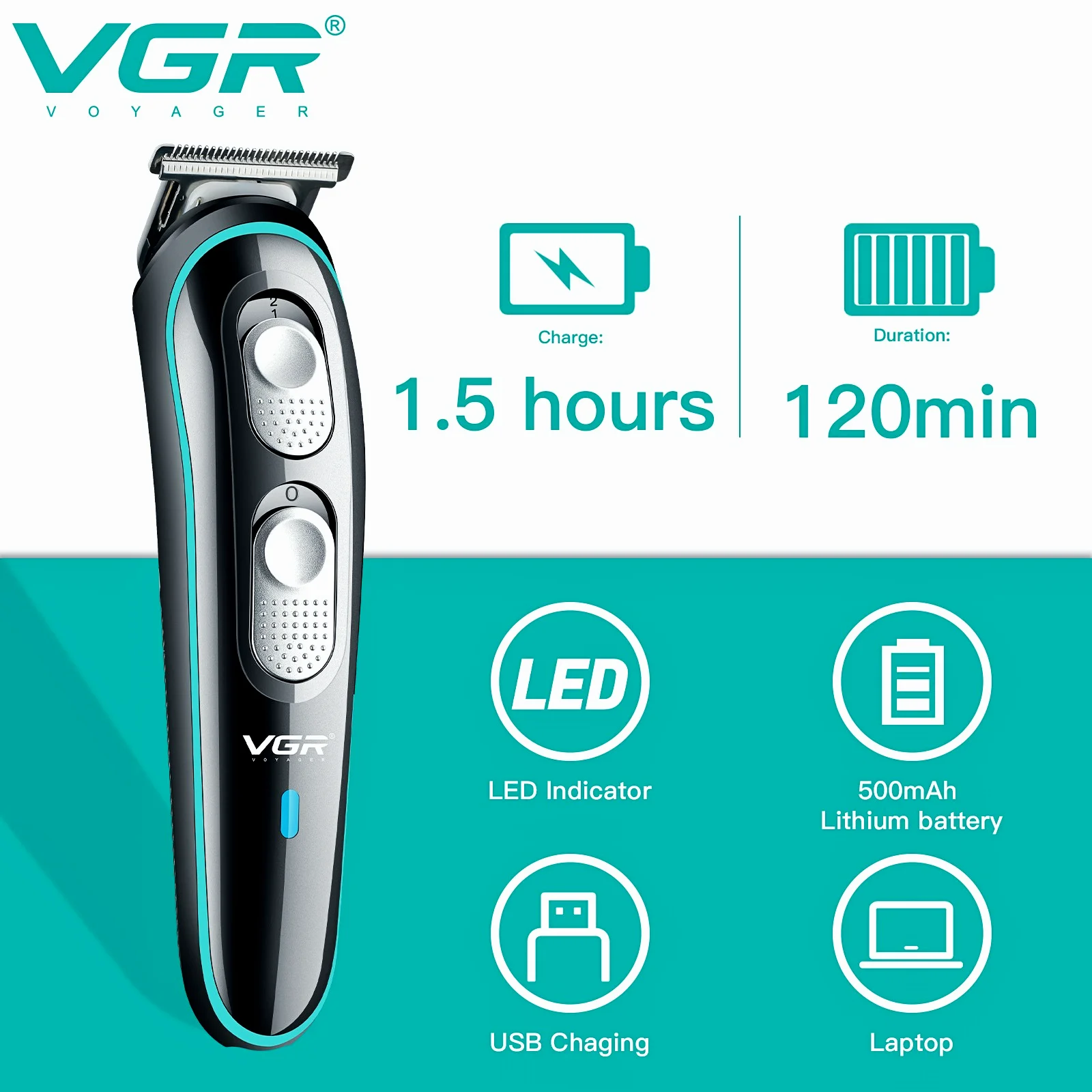 VGR Hair Cutting Machine Electric Hair Clipper Professional Hair Trimmer For Men Bald Haircut Machine Barber USB Charging V-055 enlarge