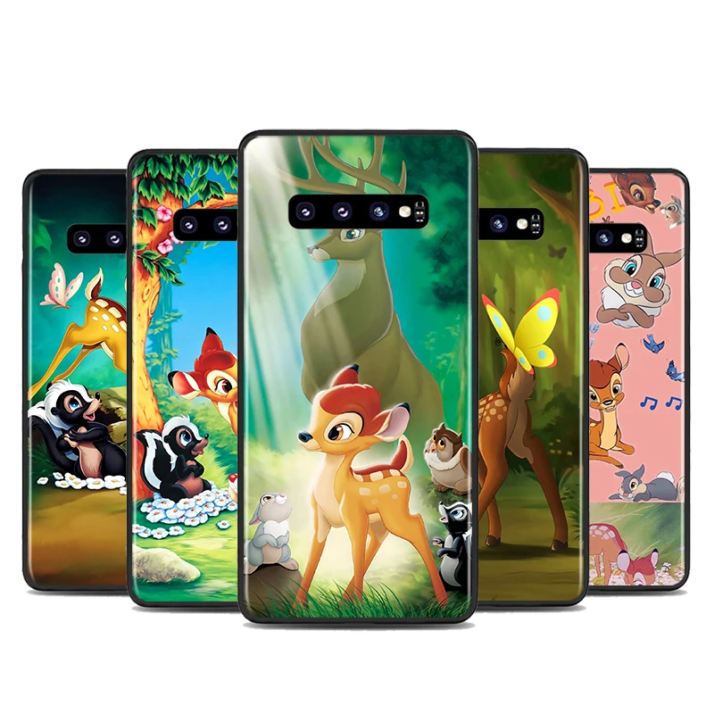 

For Samsung S21 S20 FE S22 Ultra Pro Lite S10 5G S10E S9 S8 S7 S6 Edge Plus Disney Fawn Bambi Black Soft TPU Phone Case