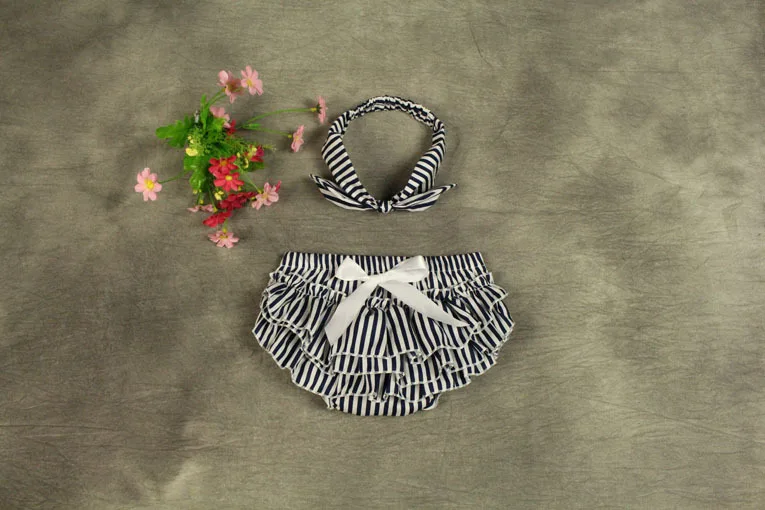 Модные цветочные полосатые детские плиссированные блумеры из хлопка для