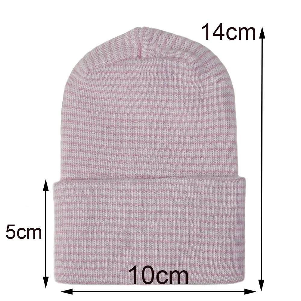 Newborn hospital hat Warm Soft Cotton beanie Thicken Hat for newborn baby girls boys Infant Striped cap Casual Beanie 0-3M H233S | Детская