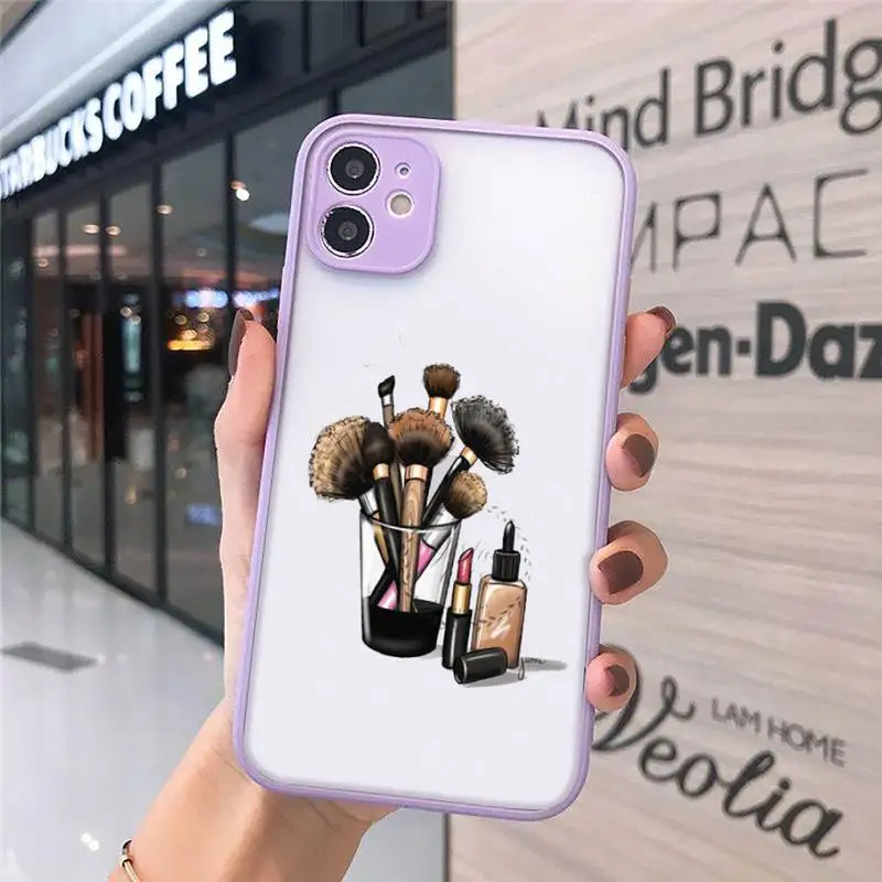 

Makeup Lipstick Nail Polish luxury Phone Cases funda matte transparent For iphone 7 8 11 12 plus mini x xs xr pro max cover