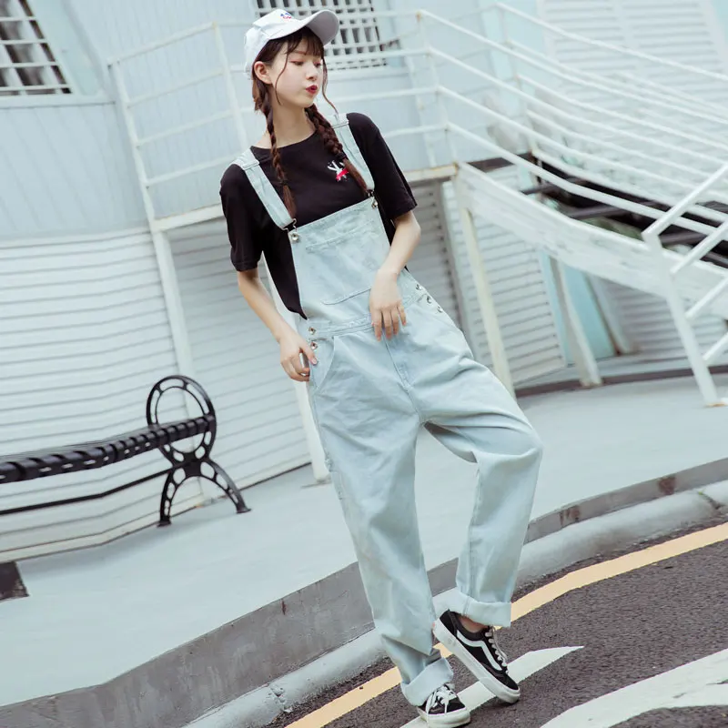 Бесплатная доставка 2021 модный светильник синий джинсовый комбинезон свободного