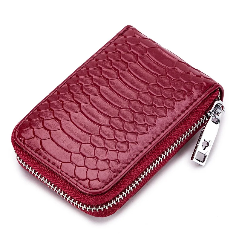 

Women Wallet Serpentine Split Leather Purse RFID Blocking Credit Card Holder Fashion Multifunctional Coin Purse Small Money Bag