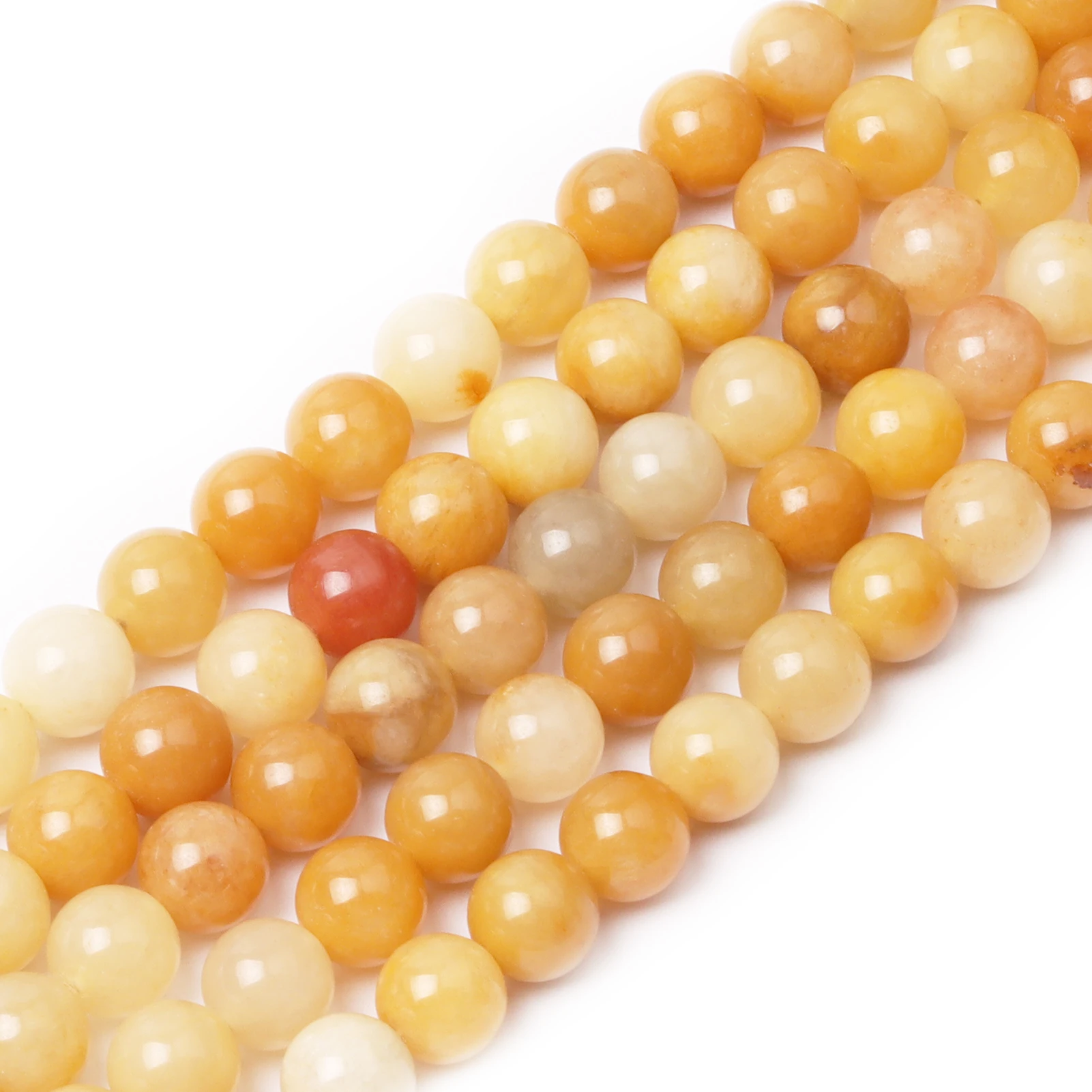 

Natural Round Stone Beads, Natural Gemstone Hole Size 6/8/10mm Crystal Energy Stone Healing Power Smooth Yellow Aventurine Beads