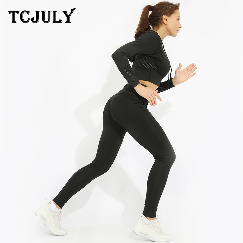 TCJULY спортивная одежда для женщин леггинсы спортзала однотонные с высокой талией