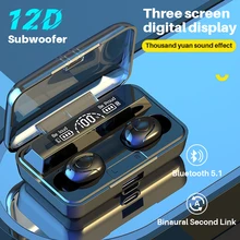 TWS Bluetooth 5.1 Earphones 2000mAh Charging Box Wireless Headphone 12D Stereo Waterproof Earbuds Headsets With Microphone