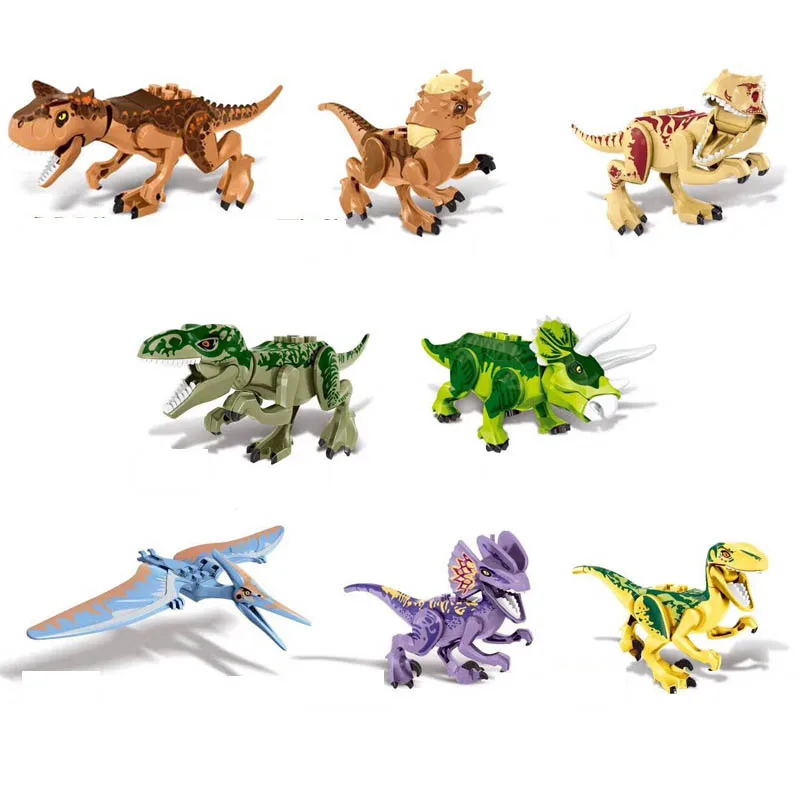 Детские игрушки Мир Юрского периода 8 шт./лот динозавр строительные блоки
