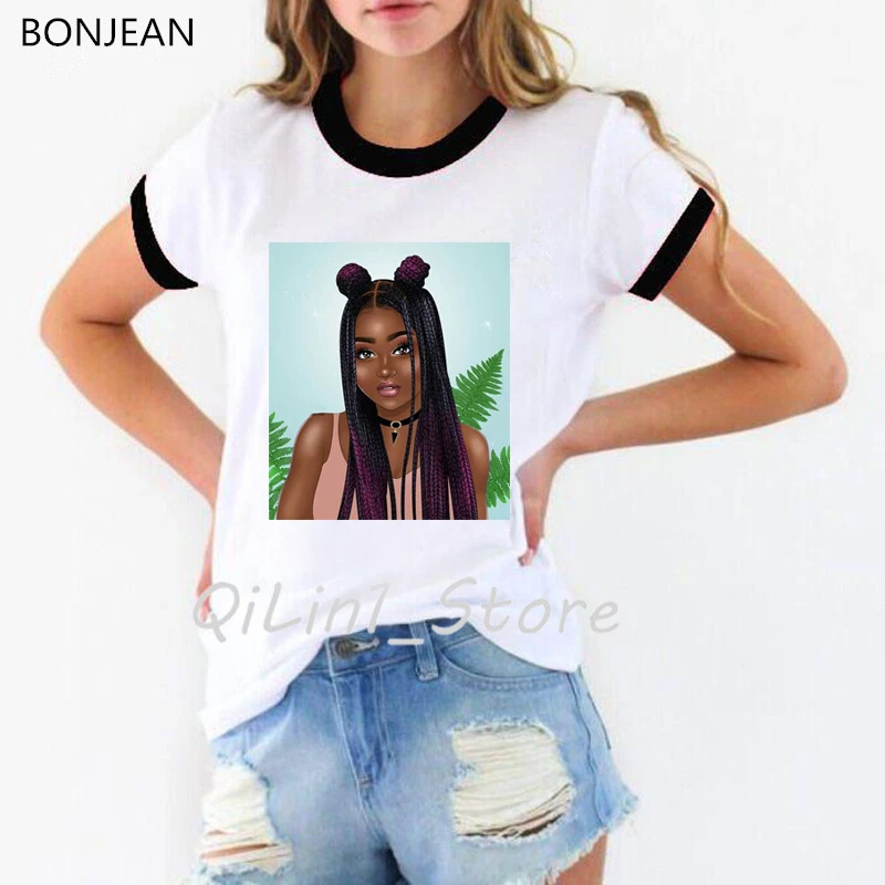 

Melanin Poppin shirt cute casual black girl white tshirt women summer tops tee shirt femme harajuku shirt t shirt female