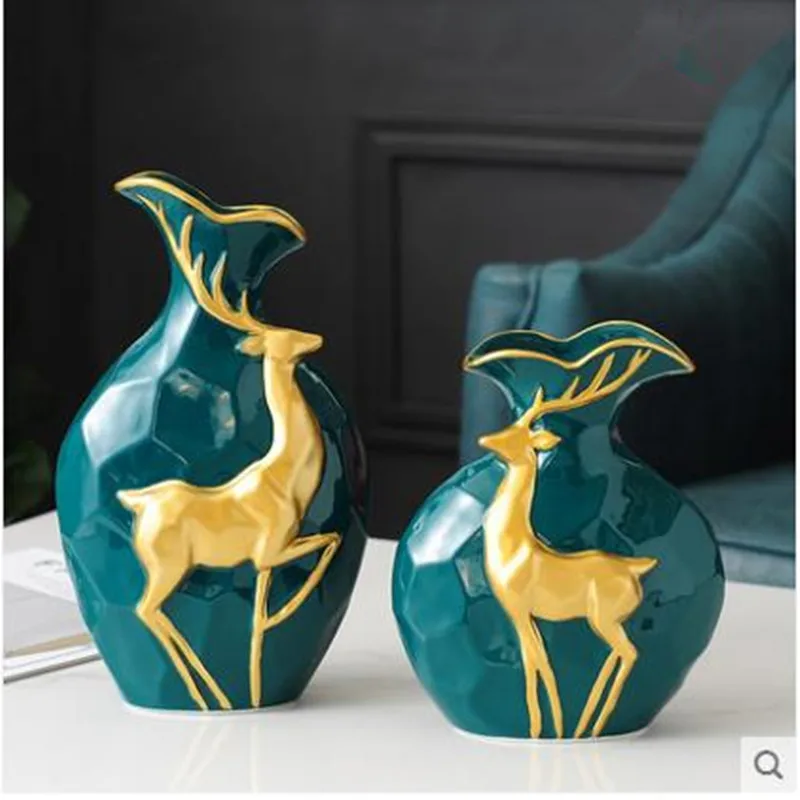 Креативная керамическая ваза в скандинавском стиле синий фарфор Рождественский