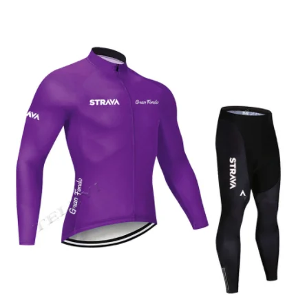 Long sleeve suit STRAVA road bike team 9D cojin de equitacion traje de primavera y otono camisa de manga larga jersey - Цвет: Long sleeve suit