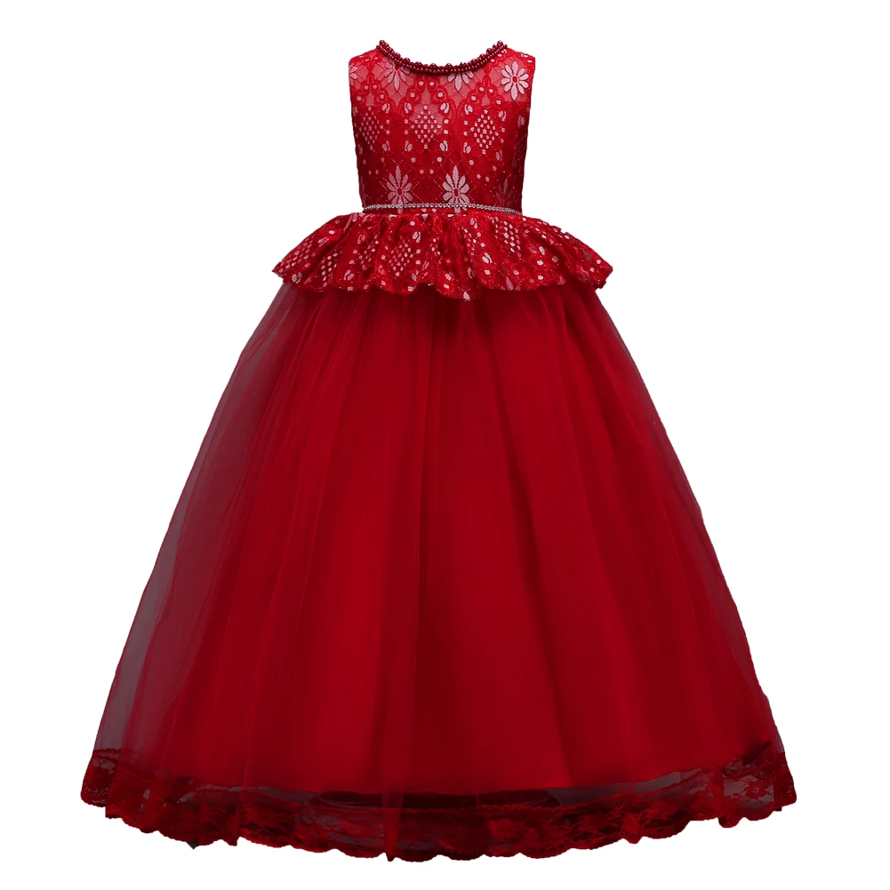 Новинка 2019 дизайнерское платье принцессы с двойным жемчугом для девочек