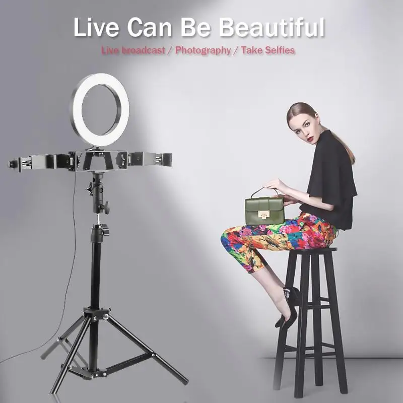 Dimmable Photography Ring Video Light Camera Fill Lamp Set for Live Video Makeup Shadowless Light Supplement