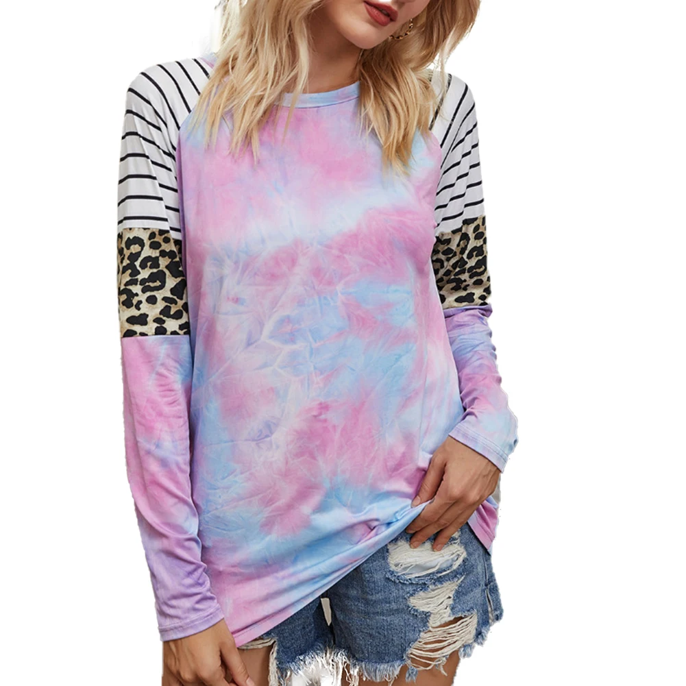 Новые модные женские осенне зимние повседневные рубашки с галстуком краской