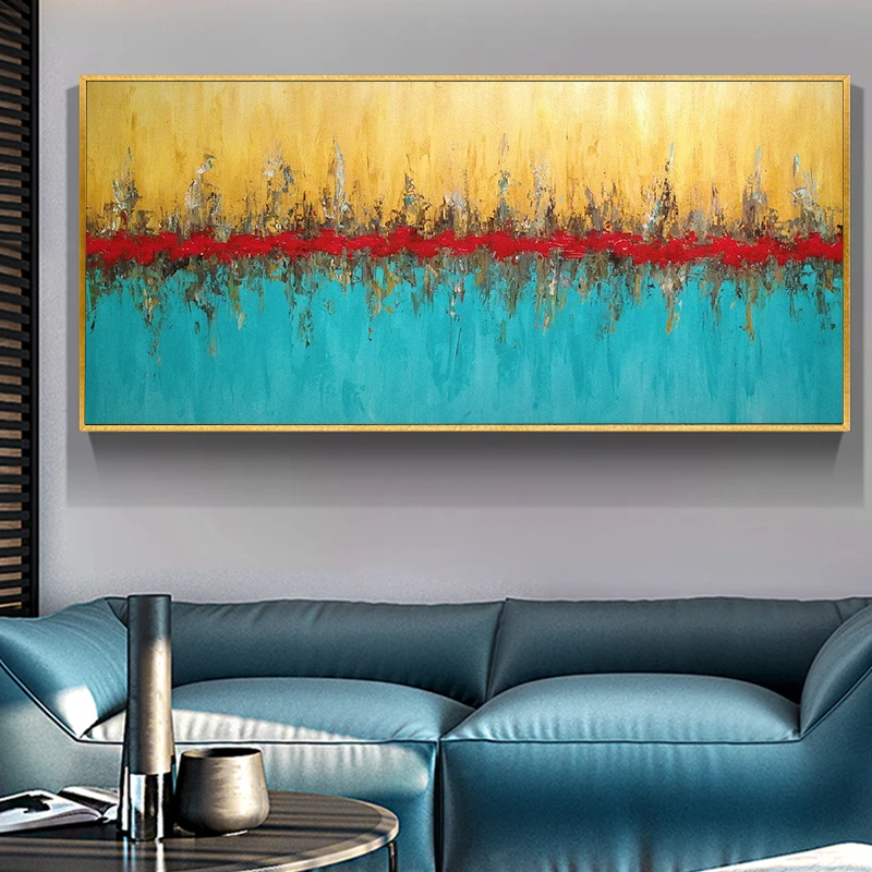 

Hand-painted Oil Painting Abstract Modern Living Room Sofa Backdrop Painting Paintings Restaurant Shoreline Reflection Horizonta