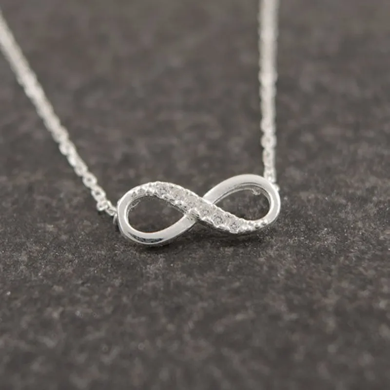 

Fashion Classic Infinite symbol Pendant Necklace for women Number "8" Geometric necklace With rhinestones 30PCS/lot
