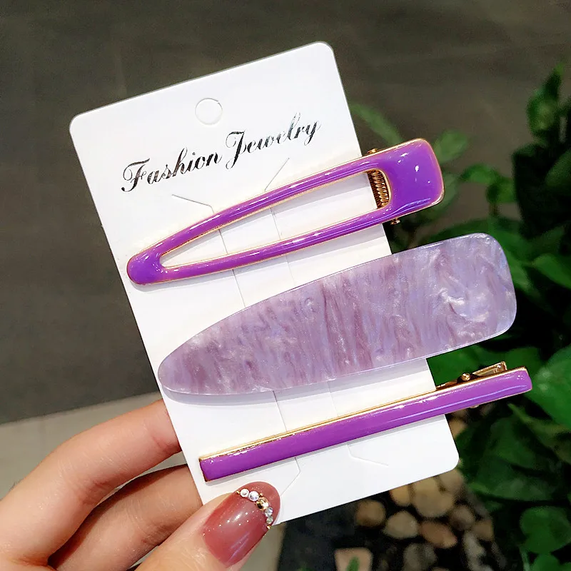 

New Fashion Candy Colors Acetate Geometric Hair Clips for Women Girls Headband Sweet Hairpins Barrettes Hair Accessories Set