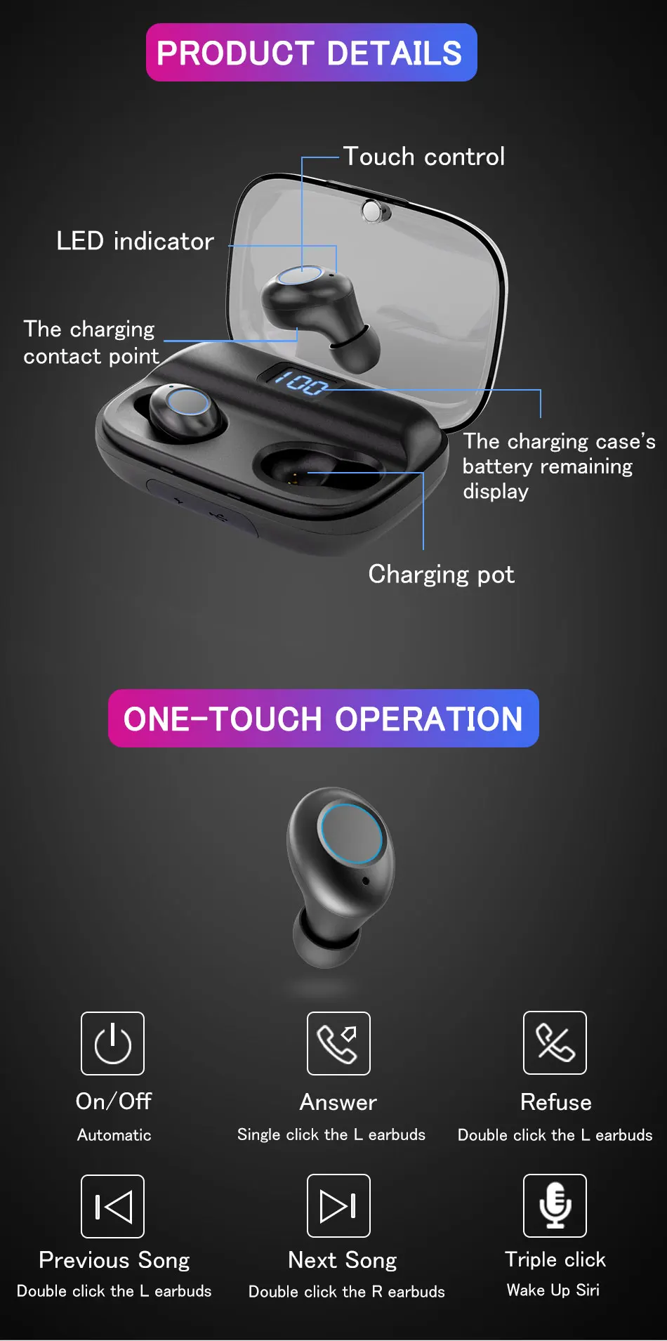 Bluetooth V5.0 наушники беспроводные наушники 6D стерео Спортивные Беспроводные наушники гарнитура 4000 мАч Мощность для iPhone Xiaomi