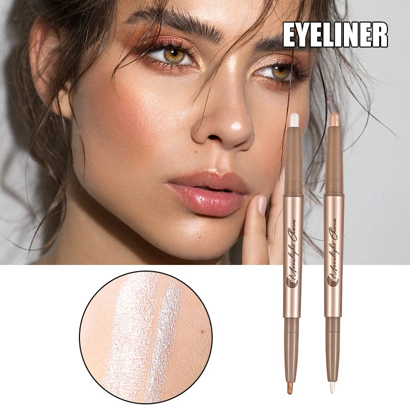 

Двухсторонняя ручка для нанесения макияжа для глаз, перламутровая Лежащая Цикада, тени для век, палка для век, двухсторонняя ручка для шелко...