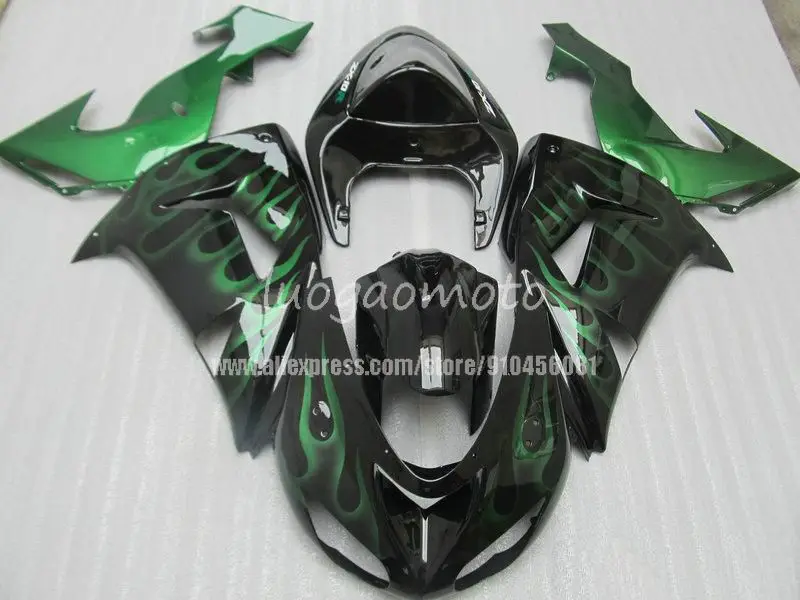 

Обвесы комплекты обтекателей Zx-10r 07 пластик Обтекатели Zx10r 2006 цвета: зеленый, черный Кузов для Kawasaki Zx10r 06 07 2007 2006 - 2007