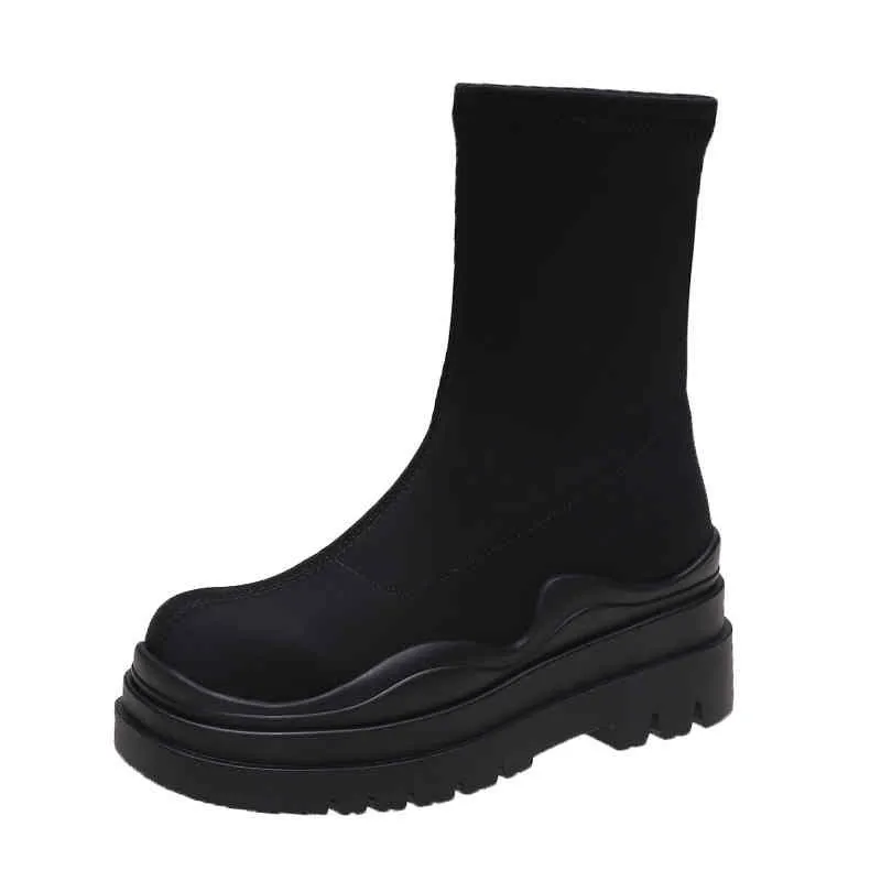 New autumn and early winter platform shoes women's flat heel boots fashion socks boots women's boots women's ankle boots