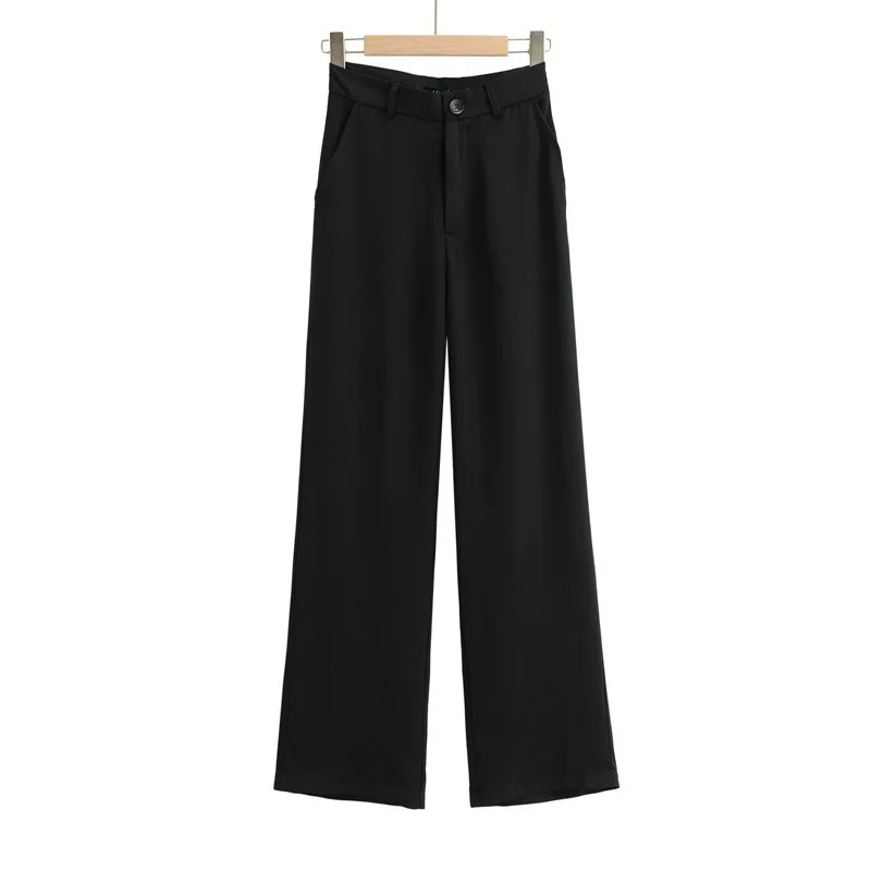 

Pure Color Leisure Pants Europe And America 2021 Spring Fashion New Commuter New High Waist Wide Leg Leisure Suit Pants SS635